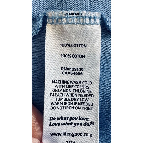 Life Is Good Size L Blue Crusher T-Shirt Grow Through What You Go Through - Picture 9 of 9